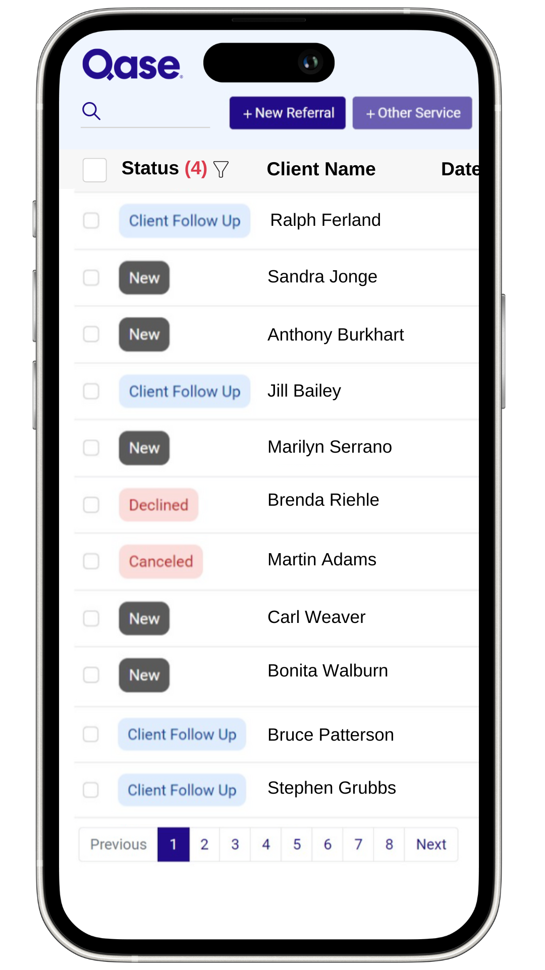 Qase referrals app on phone